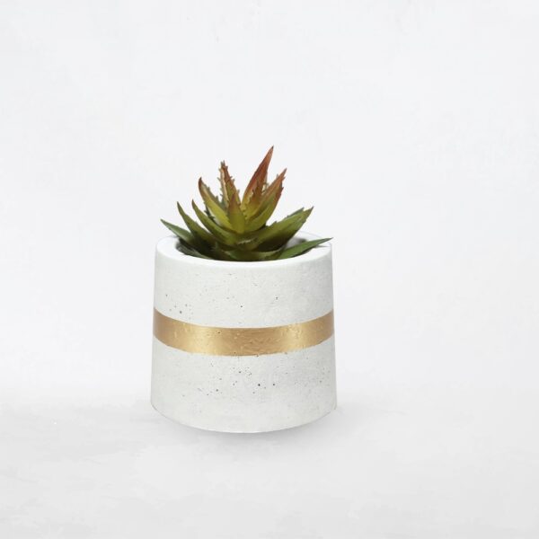 white Cylindrical Planter with plant